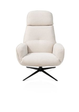 Bobbian, relaxfauteuil met draaifunctie, stof Sevilla creme, frame zwart metaal